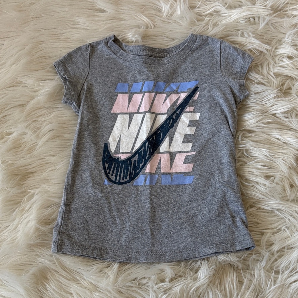 Nike Kids Gray and Blue Graphic Tee